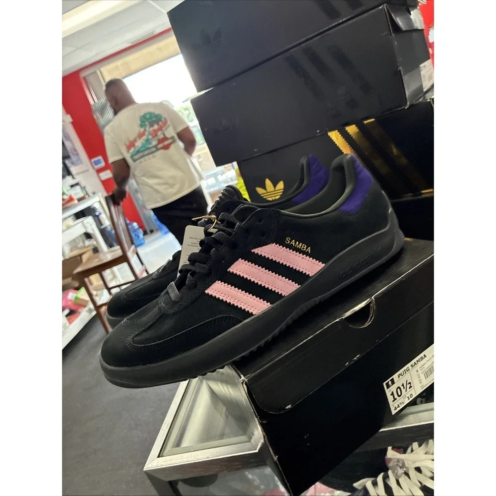 Mens Adidas PUIG SAMBA KK3738 Core Black Light Pink Purple Shoes 10.5